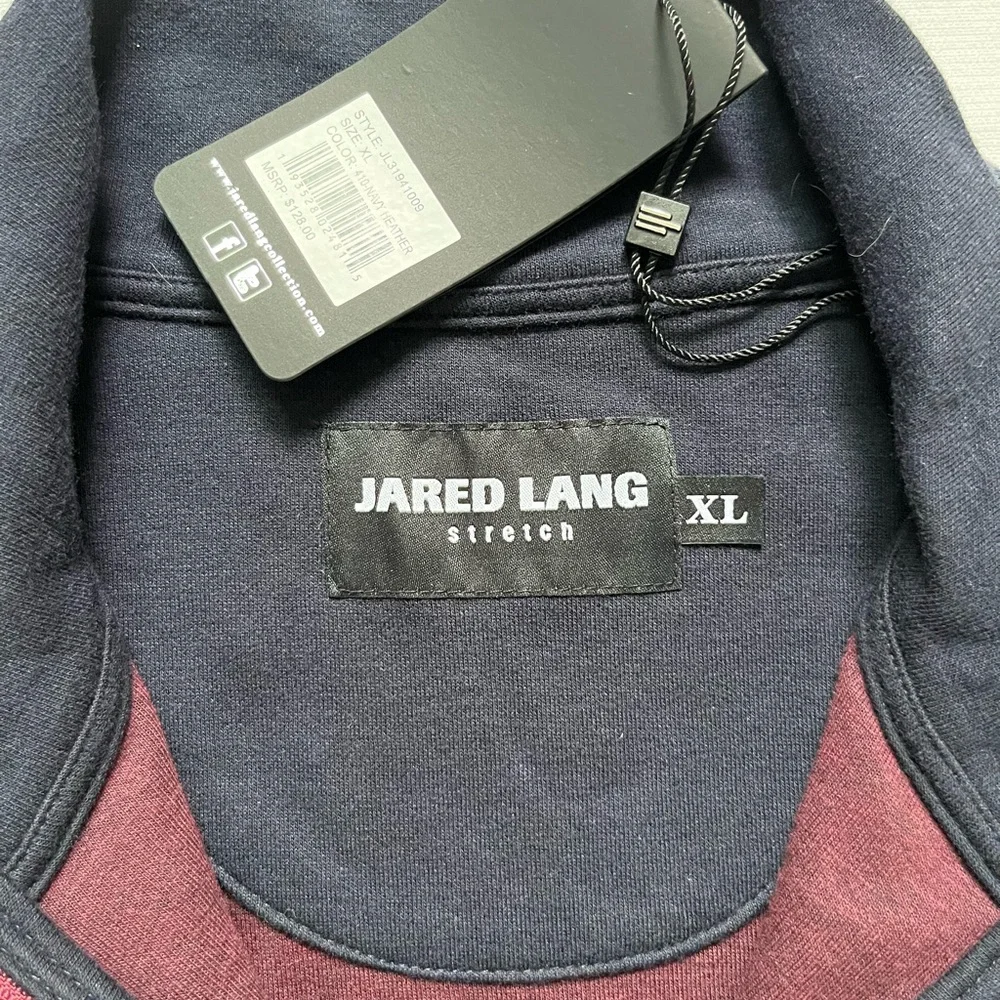 NWT Jared Lang 1/4 Zip Knit Pullover Sweater Navy Blue Size XL